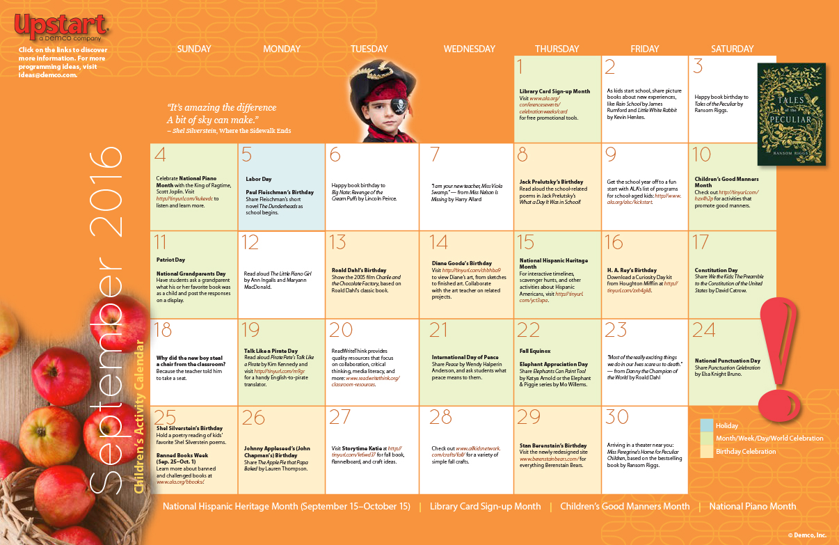 Children's Activity Calendar: September 2016