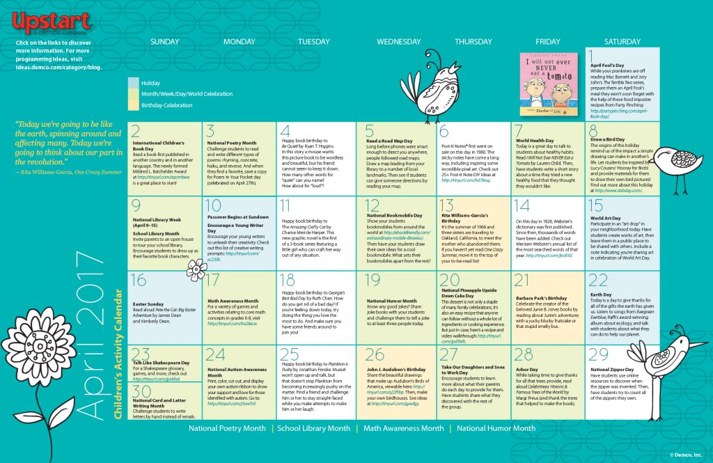 Children's Activity Calendar: April 2017