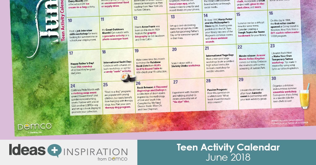 Teen Activity Calendar: June 2018