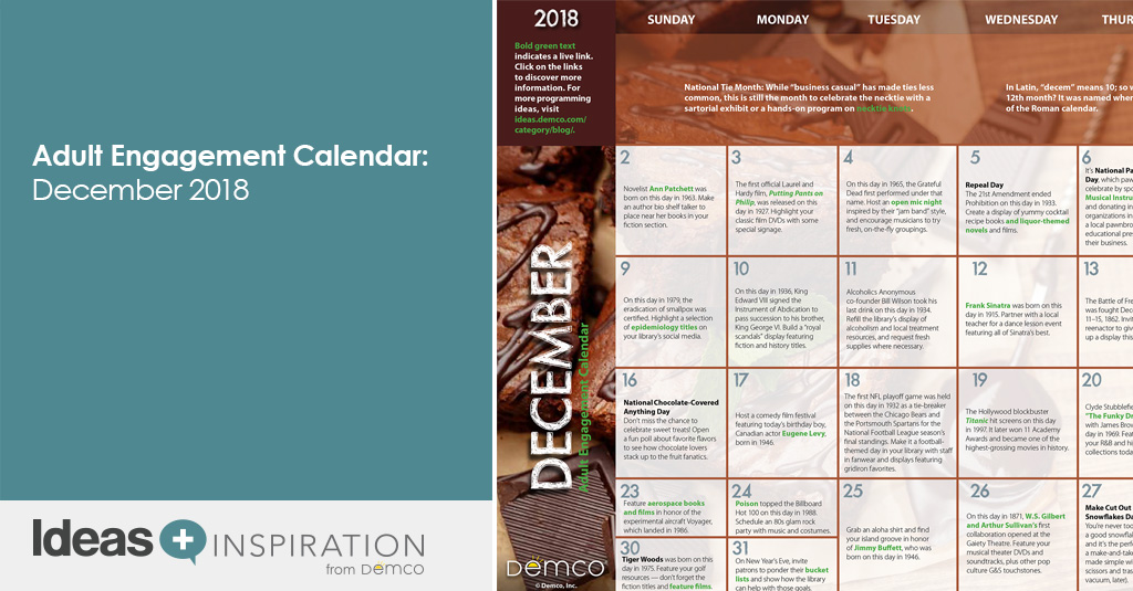 Adult Programming Activity Calendar: December 2018