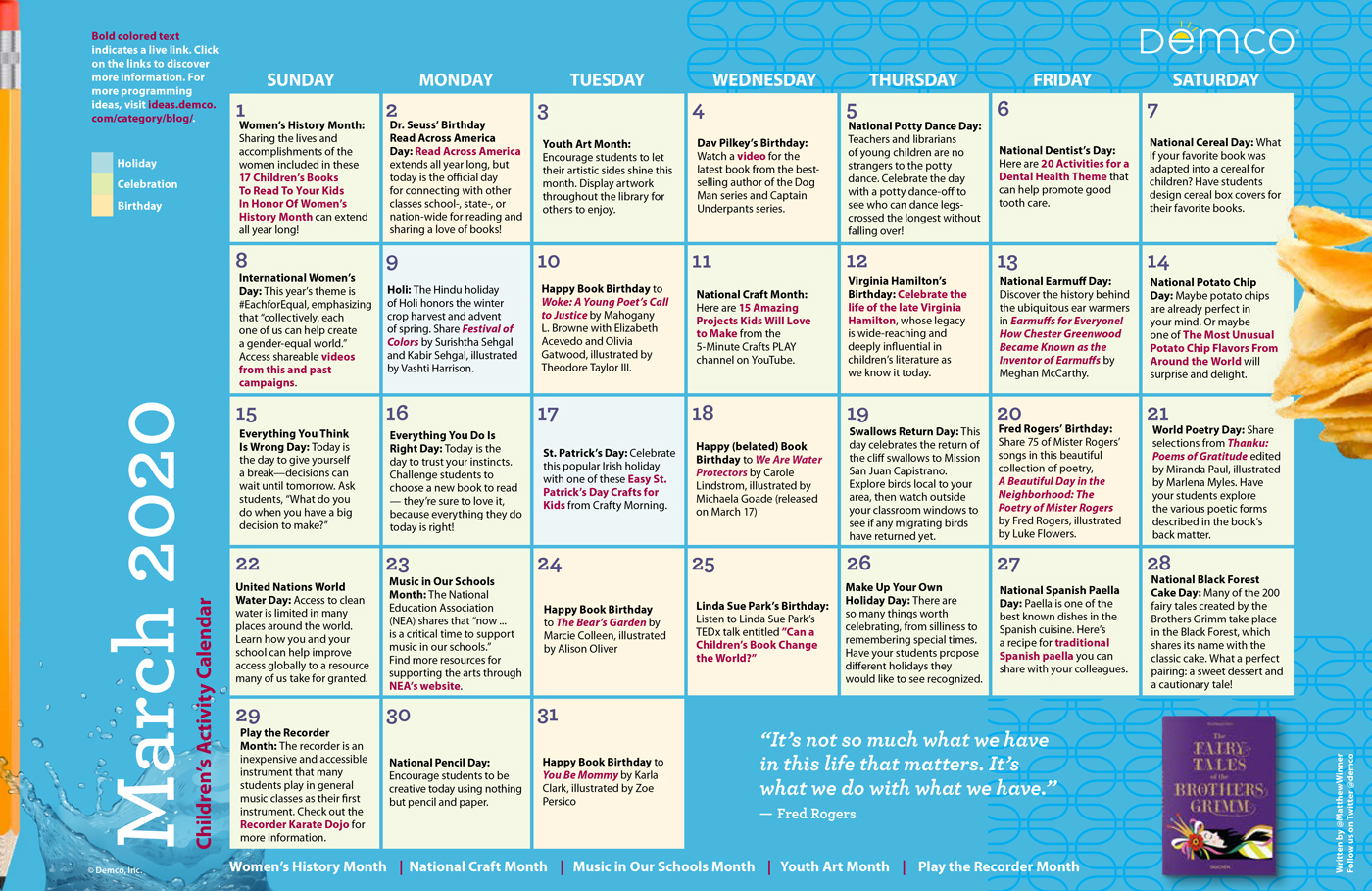 Children's Programming Activity Calendar: March 2020 Children's Programming Activity Calendar: March 2020