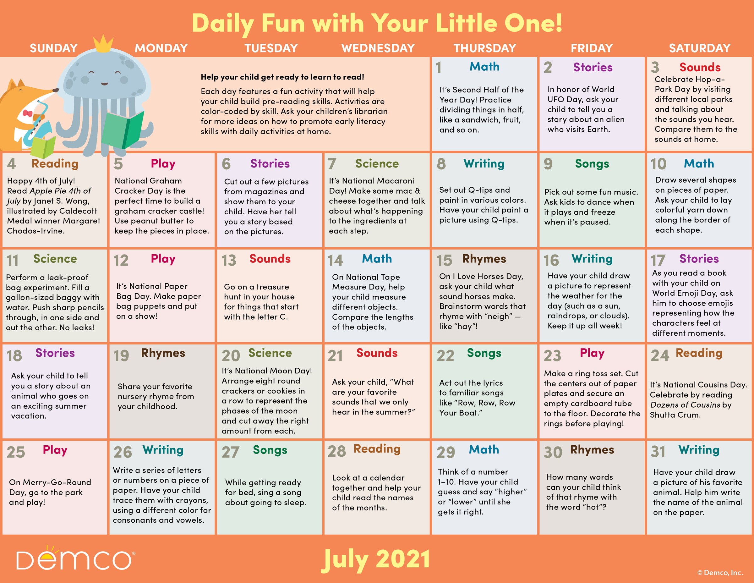 Early Literacy Activities — July 2021: Activities, Books, and More!
