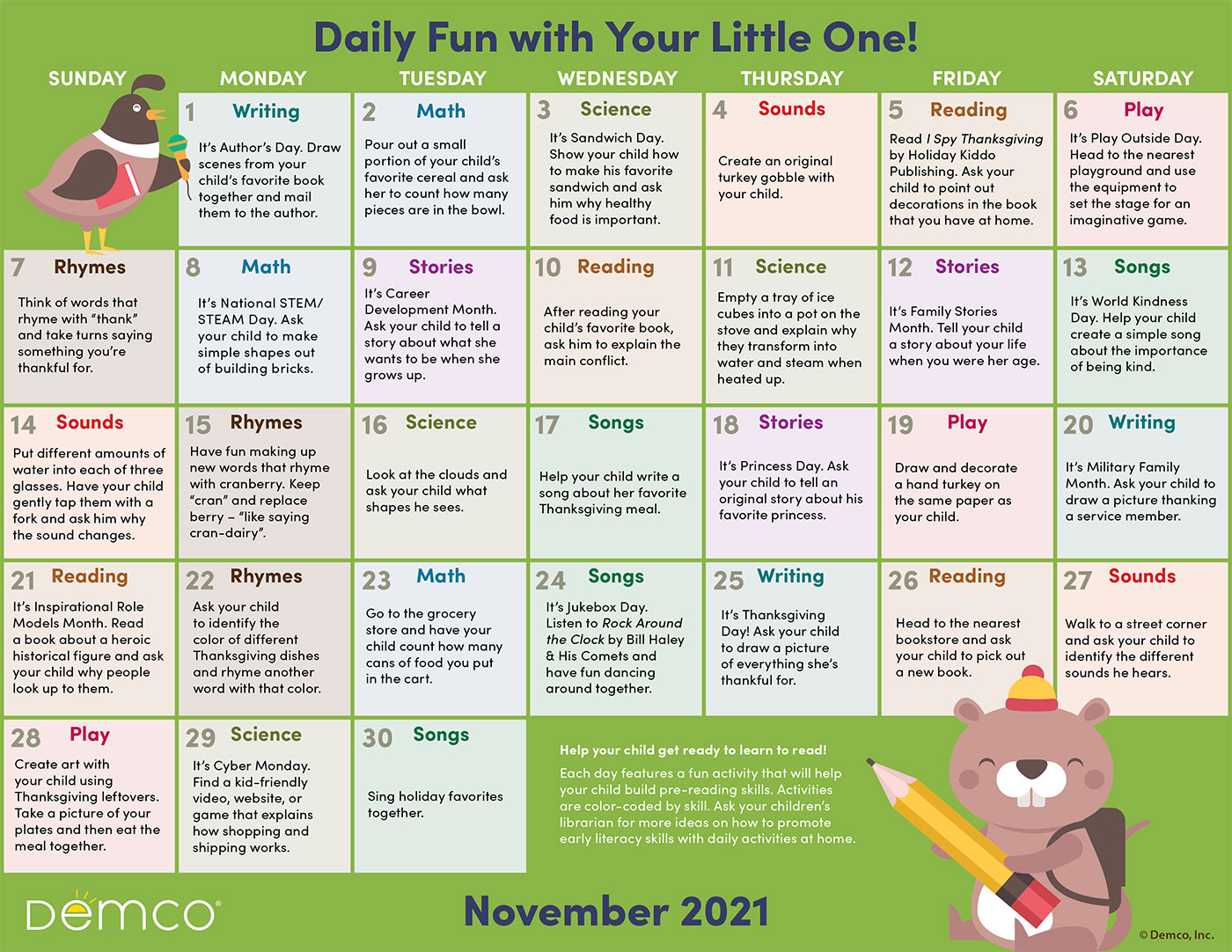 Early Literacy Activities — November 2021: Activities, Books, and More! Early Literacy Activities — November 2021: Activities, Books, and More!