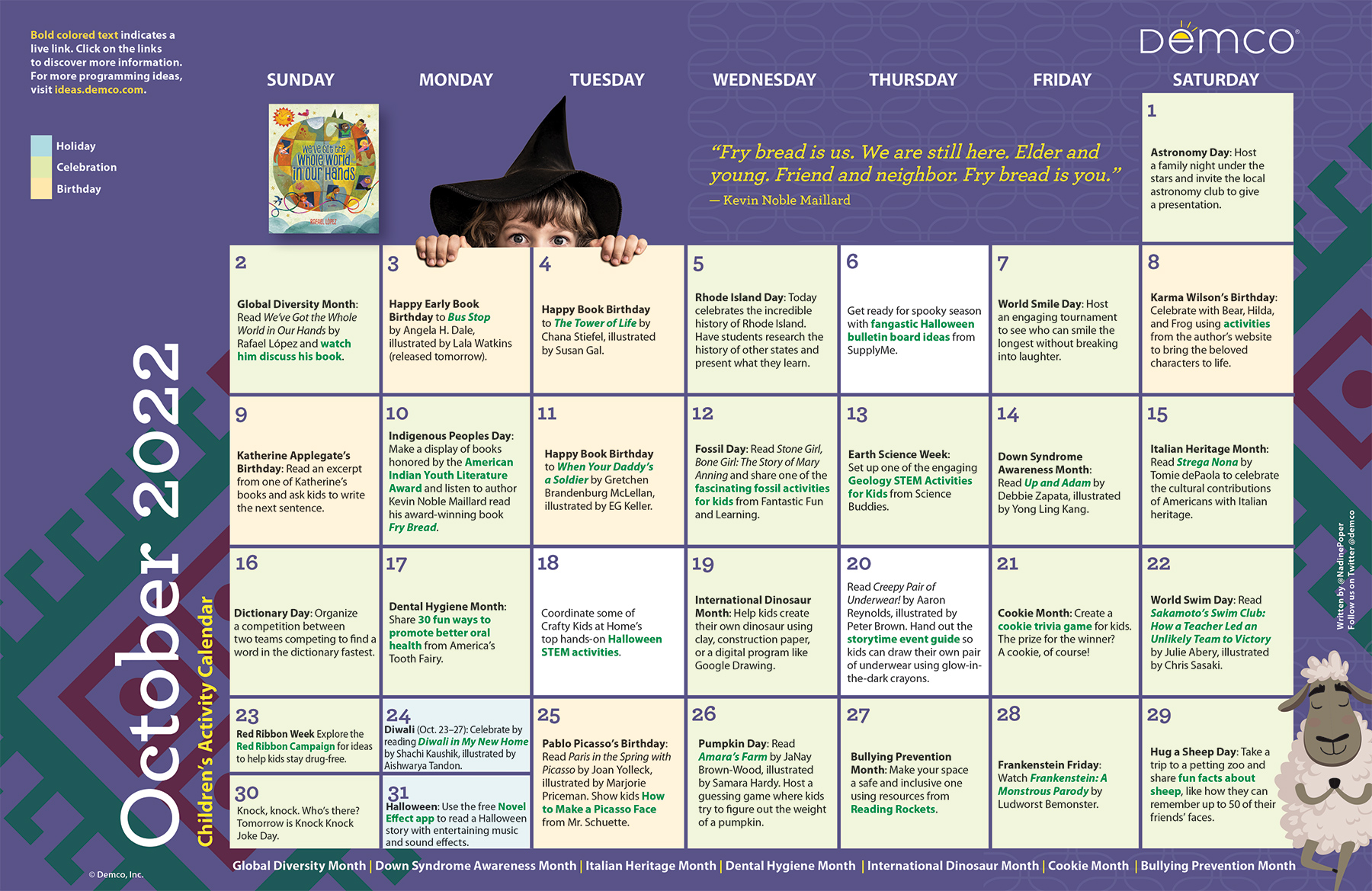 Children's Activity Calendar: October 2022 - Demco's Ideas and Inspiration